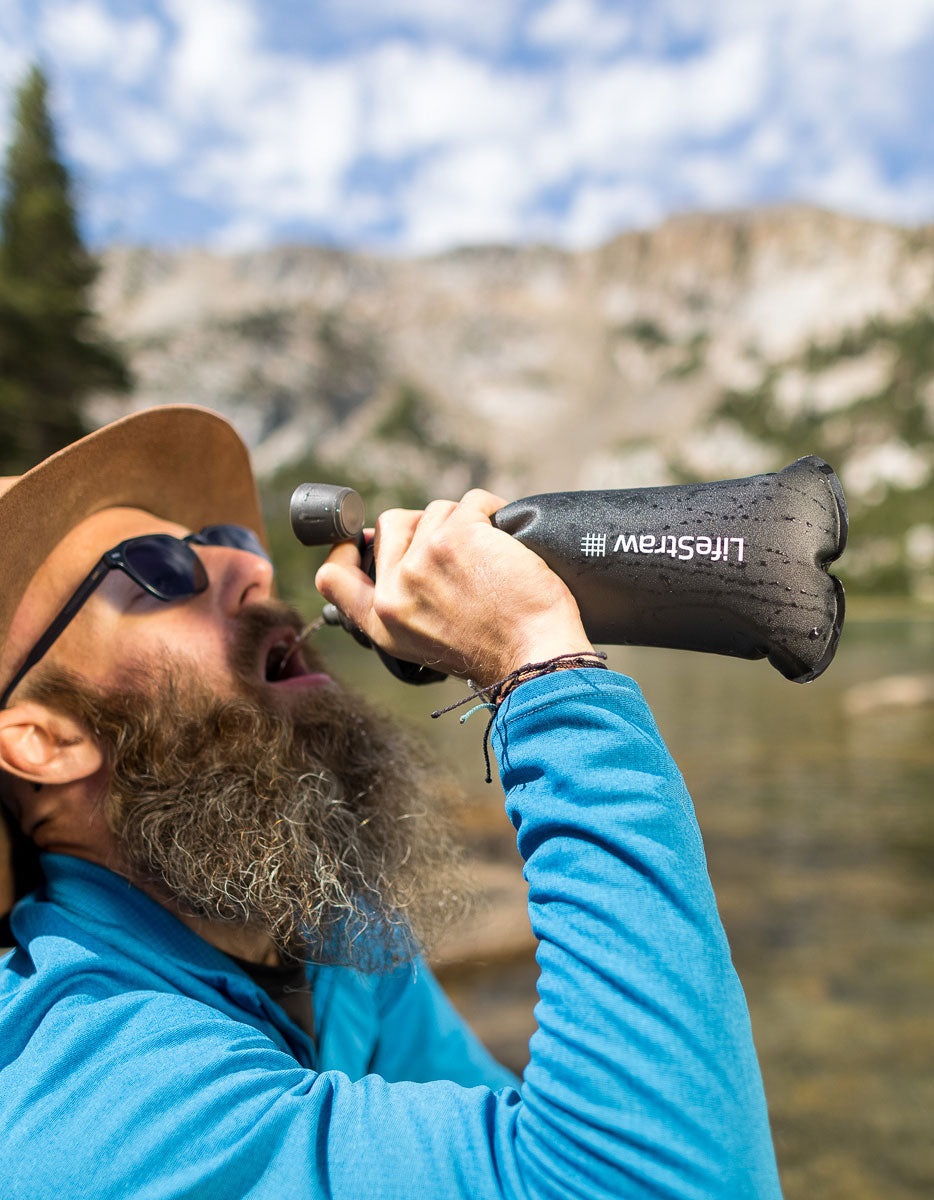 LifeStraw Peak Series Borraccia Pieghevole con Filtro - 1L - Plastica Senza BPA - Mountain Blue