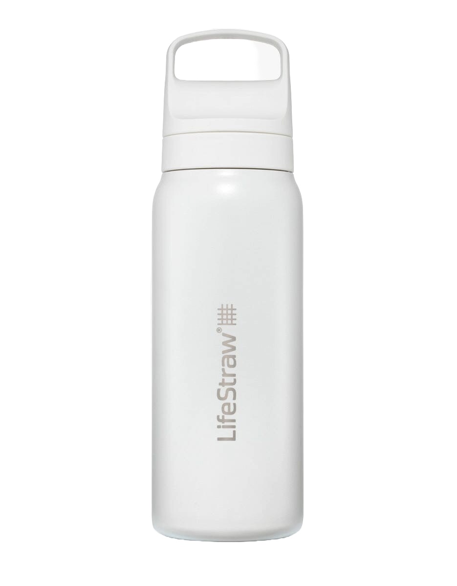 LifeStraw Go 2.0 Bottiglia Filtro Acqua in Acciaio Inox 700ml - Rimuove Batteri e Microplastiche, Bianco