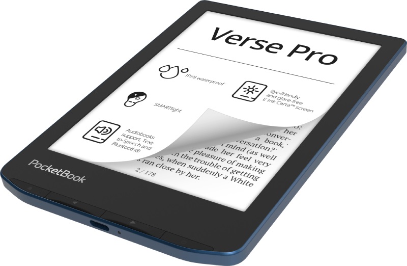 PocketBook Verse Pro E-Reader Impermeabile 16 GB Touchscreen E-Ink Carta™ HD da 6'' con WiFi e Bluetooth - Azzurro