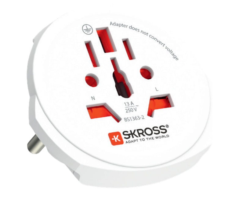 SKROSS 1.302471 Adattatore Universale da Viaggio con 4 Porte USB (4x4.8A) - Protezione Anti Scossa