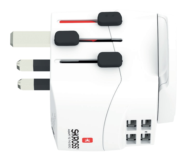 SKROSS 1.302471 Adattatore Universale da Viaggio con 4 Porte USB (4x4.8A) - Protezione Anti Scossa