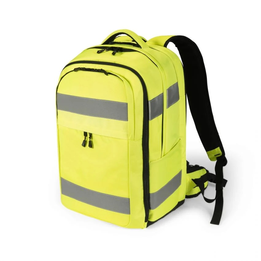DICOTA Hi-Vis Zaino Giallo 32-38 Litri in Polietilene Tereftalato (PET) e Poliuretano Termoplastico (TPU) - Stile Città, Resistente all'Acqua