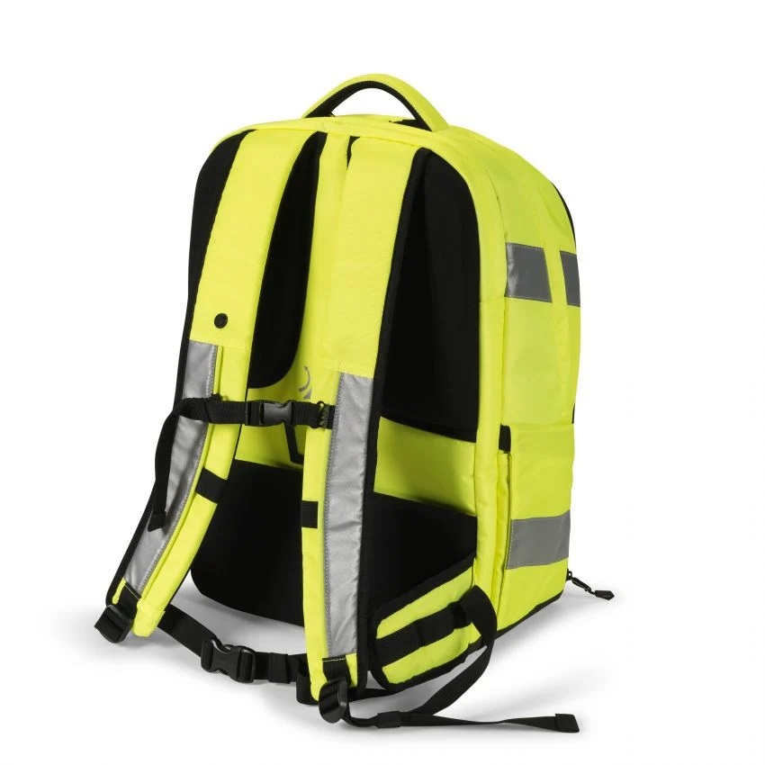 DICOTA Hi-Vis Zaino Giallo 32-38 Litri in Polietilene Tereftalato (PET) e Poliuretano Termoplastico (TPU) - Stile Città, Resistente all'Acqua