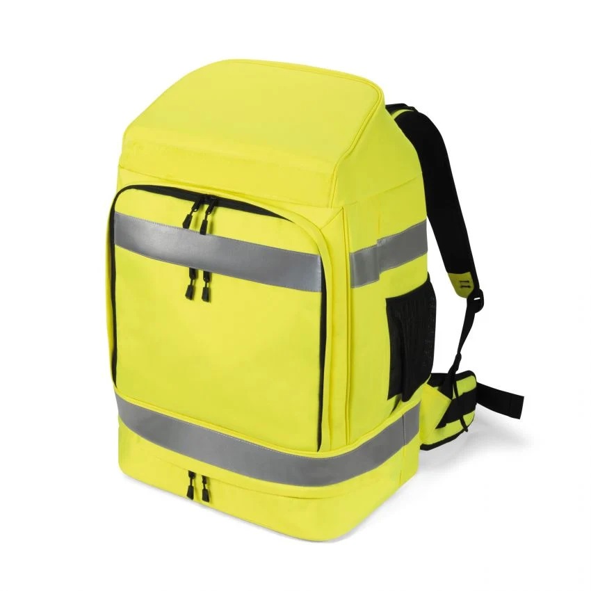 DICOTA Hi-Vis Zaino Giallo 65 Litri in Polietilene Tereftalato (PET) e Poliuretano Termoplastico (TPU) - Stile Città, Resistente all'Acqua, Scompartimento per Notebook