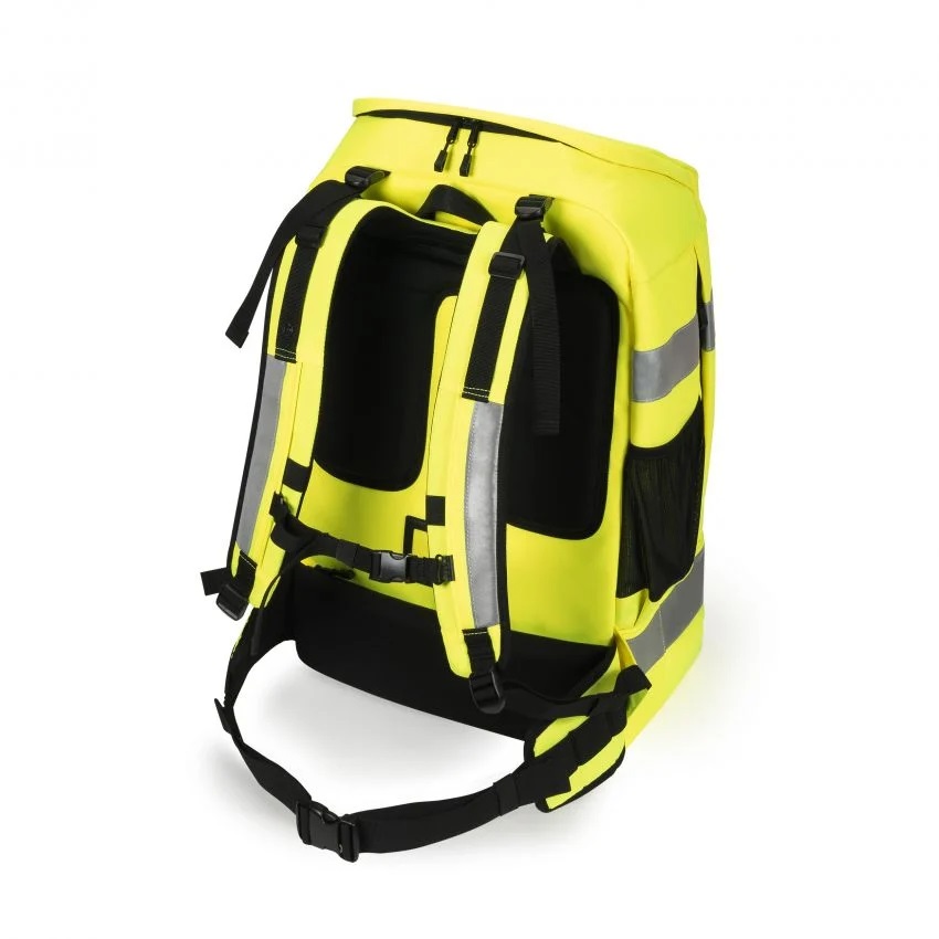 DICOTA Hi-Vis Zaino Giallo 65 Litri in Polietilene Tereftalato (PET) e Poliuretano Termoplastico (TPU) - Stile Città, Resistente all'Acqua, Scompartimento per Notebook