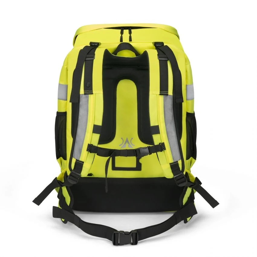 DICOTA Hi-Vis Zaino Giallo 65 Litri in Polietilene Tereftalato (PET) e Poliuretano Termoplastico (TPU) - Stile Città, Resistente all'Acqua, Scompartimento per Notebook