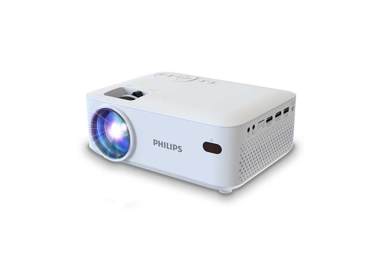 Philips NeoPix 100 Videoproiettore a corto raggio LCD 800x480 Bianco con Altoparlanti Stereo, Connettività USB e HDMI