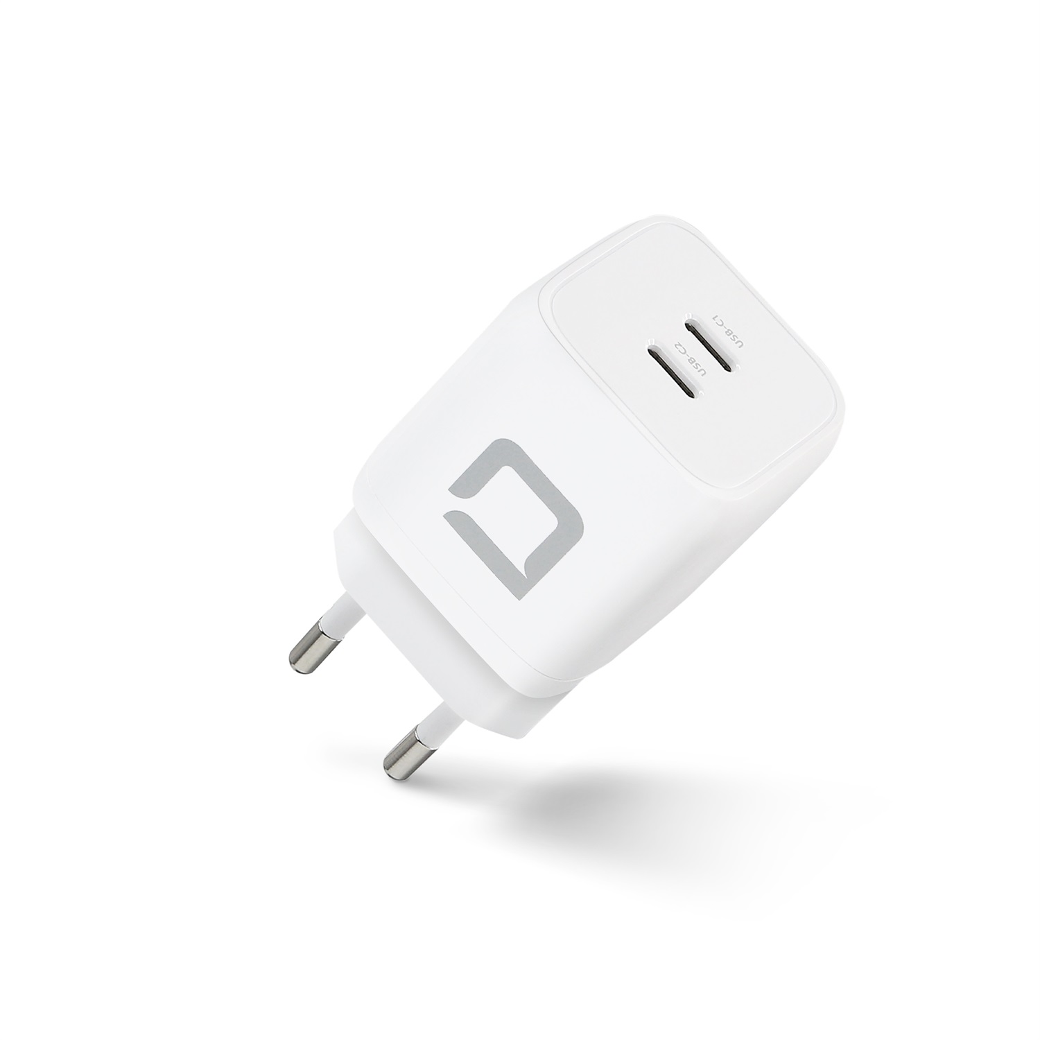 DICOTA D31984 Caricabatterie Interno AC per Tablet Bianco con Ricarica Rapida, 2 Porte USB-C, 45W
