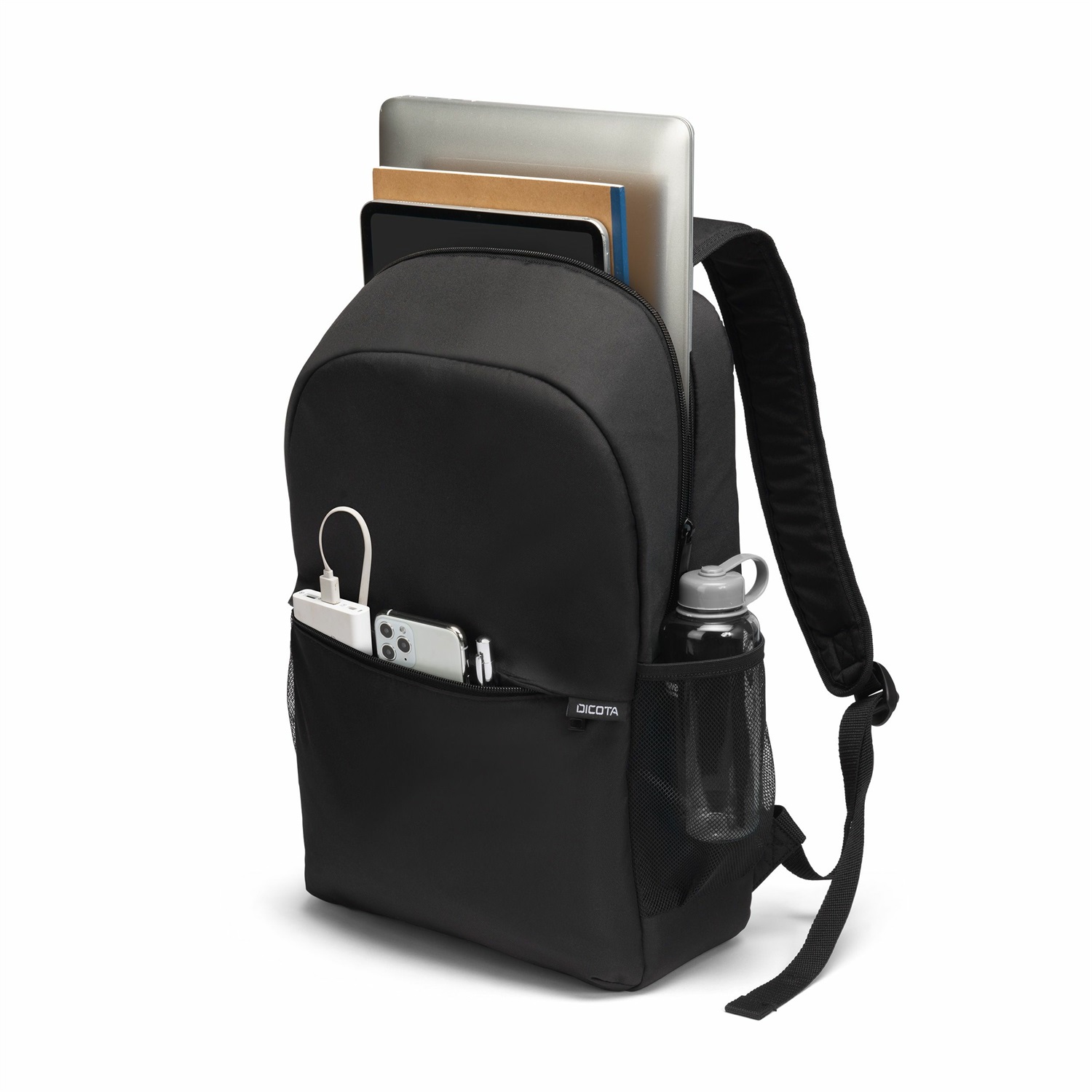 DICOTA D32086-RPET Zaino per Notebook 17.3'' Nero in Poliestere e PET con Spallacci Imbottiti e Tasche Laterali