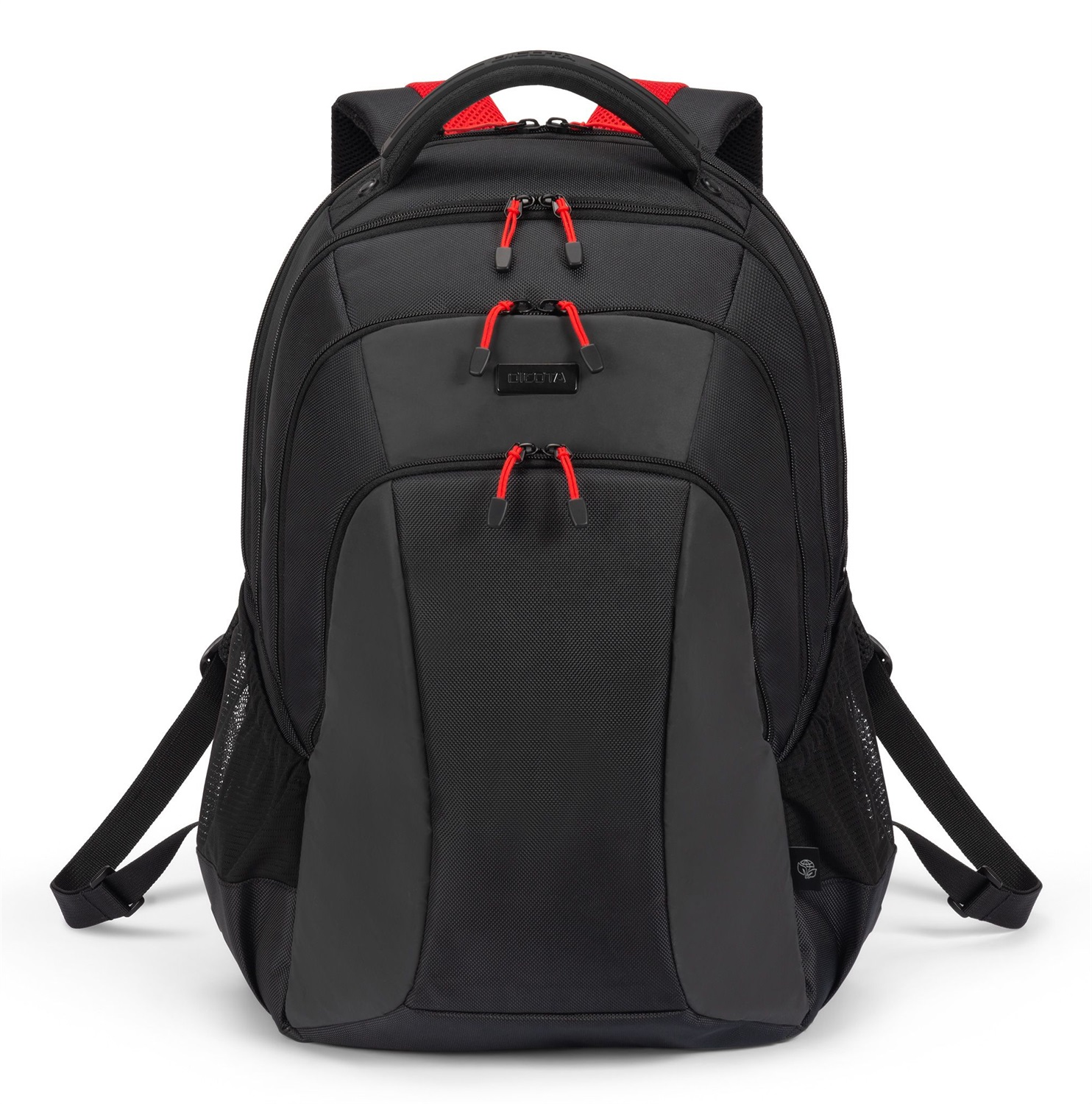DICOTA Zaino SEEKER II 13-16'' in Poliestere Riciclato - Nero/Rosso con Scompartimento per Notebook