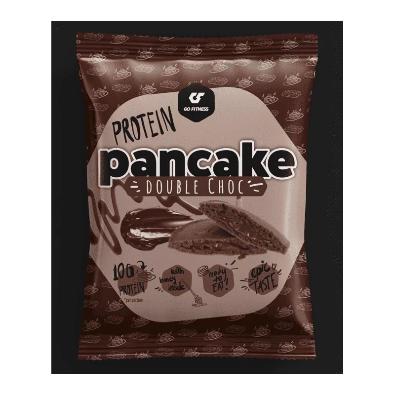 Go Fitness Pancake Proteico Doppio Cioccolato 50g - Morbido e Ripieno di Crema al Cioccolato, Ricco di Proteine