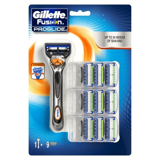 Gillette ProGlide Rasoio da Uomo con 10 Ricariche - 5 Lame, Striscia Idratante e Tecnologia FlexBall
