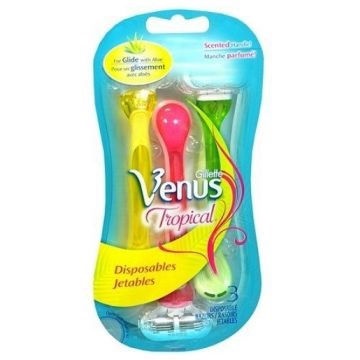Gillette Venus Tropical Rasoio da Donna Usa e Getta con 3 Lame e Cuscini Protettivi - 3 Pz