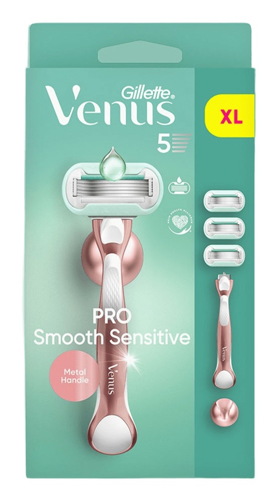 Gillette Venus Deluxe Smooth Sensitive - Rasoio da Donna con 3 Pezzi e 5 Lame Dure per una Depilazione Liscia e Confortevole