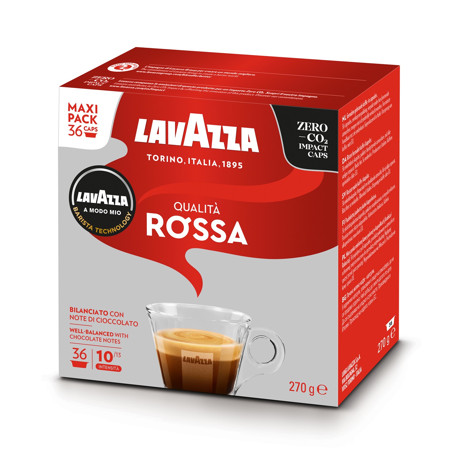 Lavazza A Modo Mio Qualità Rossa - 36 Capsule Caffè Espresso, Arabica e Robusta, Intensità 10/13