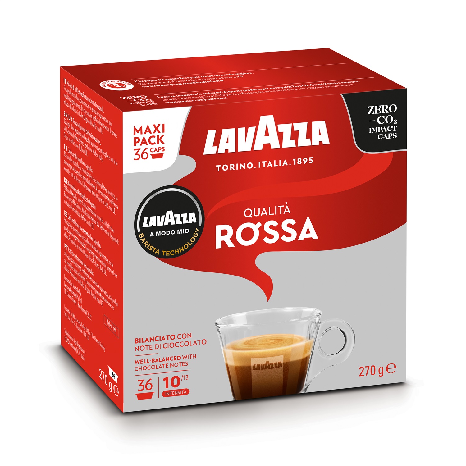 Lavazza A Modo Mio Qualità Rossa - 36 Capsule Caffè Espresso, Arabica e Robusta, Intensità 10/13