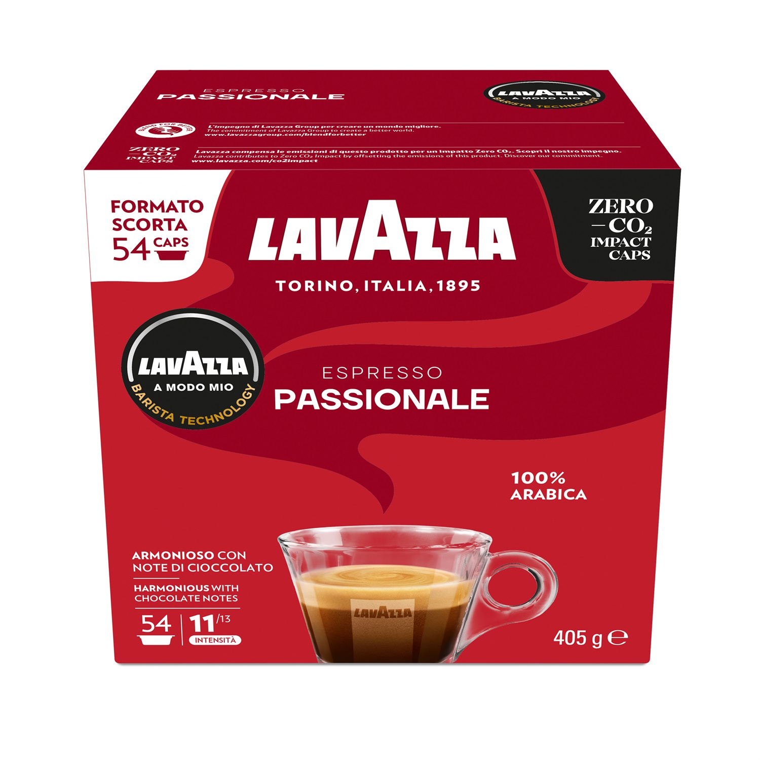 Lavazza A Modo Mio Passionale - 54 Capsule Caffè Espresso, Gusto Intenso e Armonioso, Tostatura Scura