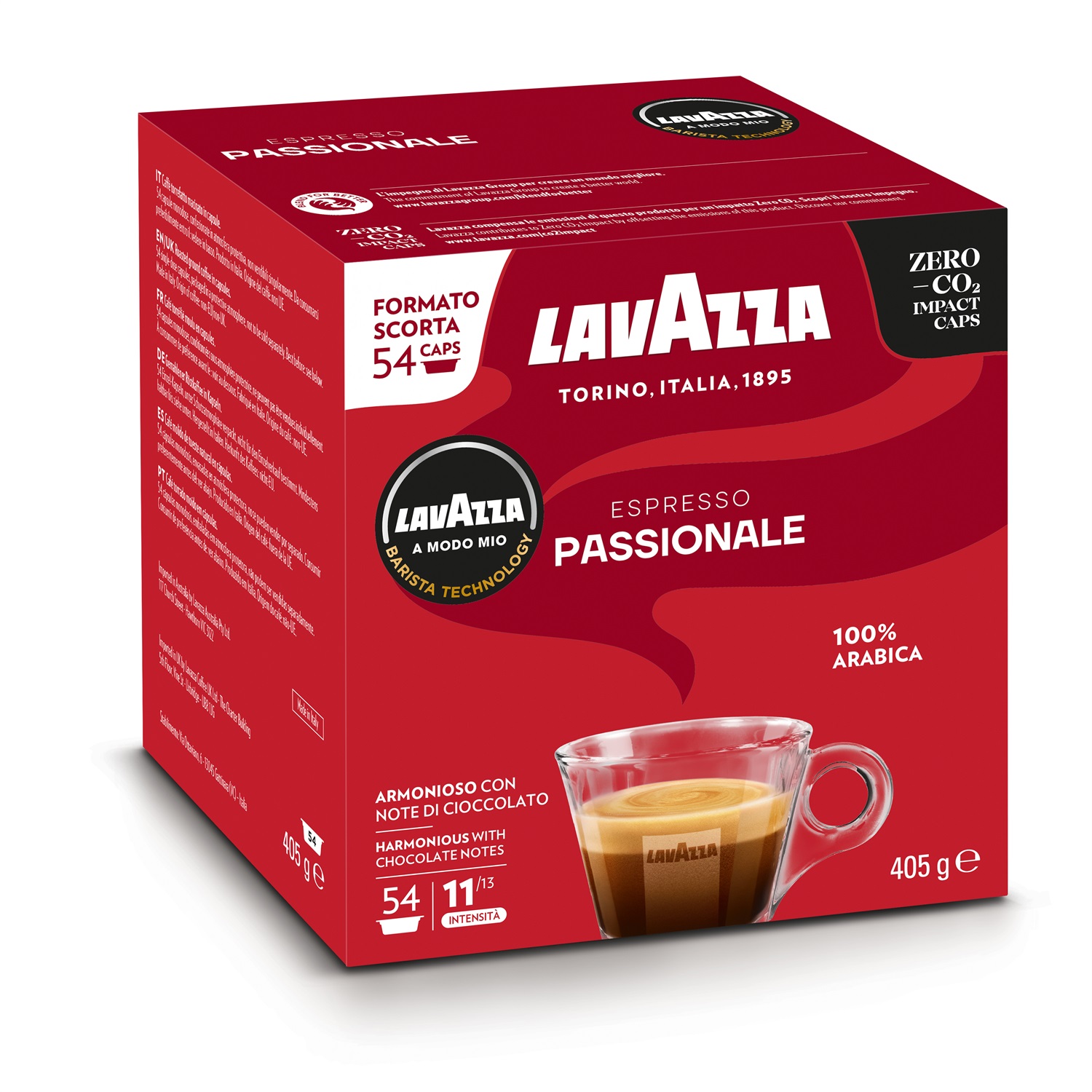 Lavazza A Modo Mio Passionale - 54 Capsule Caffè Espresso, Gusto Intenso e Armonioso, Tostatura Scura