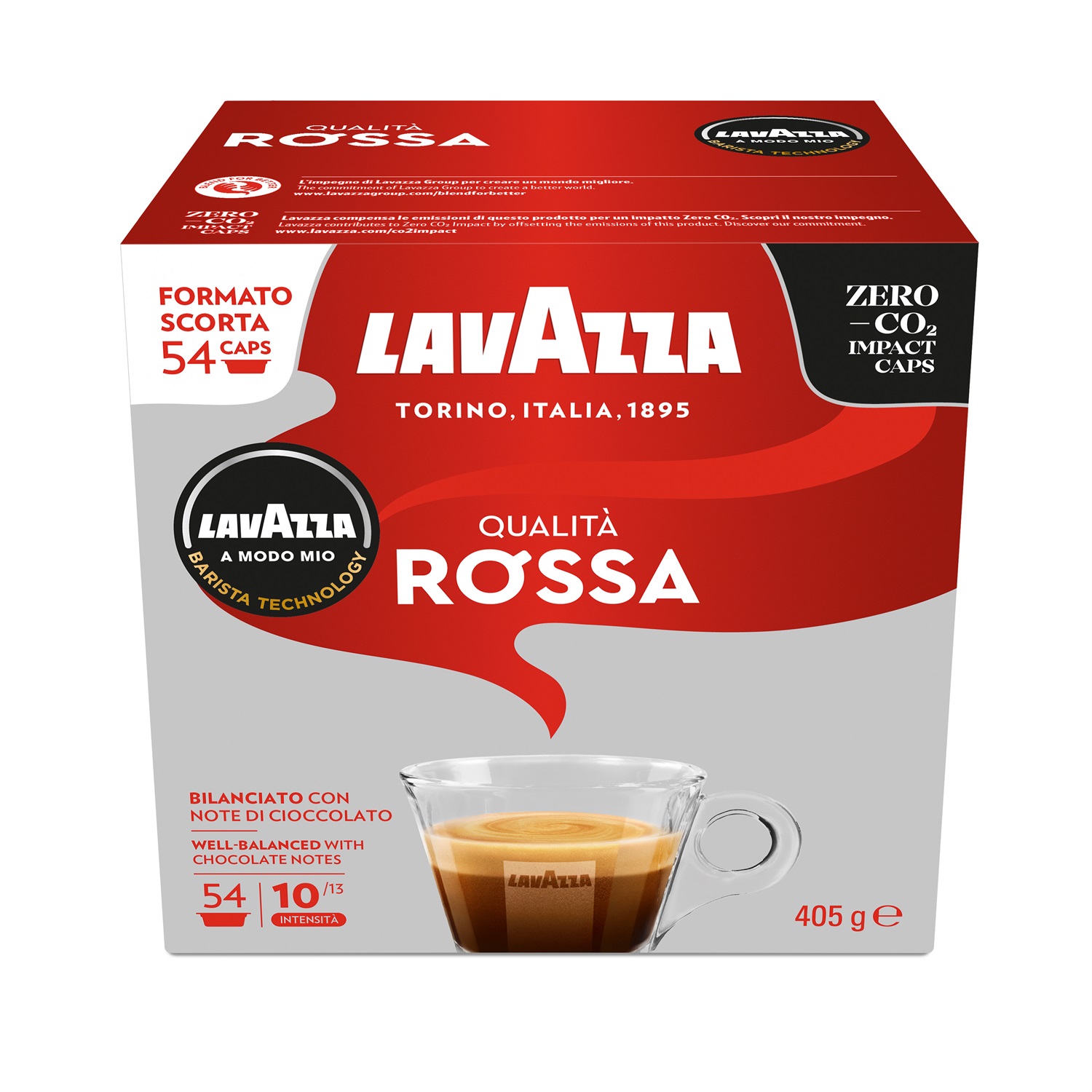 Lavazza A Modo Mio Qualità Rossa - 54 Capsule di Caffè Espresso, Sapore Pieno e Corposo