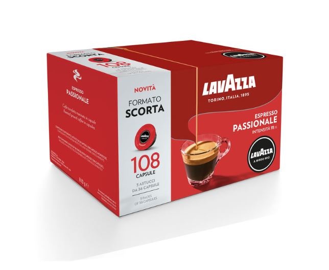 Lavazza A Modo Mio Passionale - Capsule Caffè Scure, 108 Pezzi, Gusto Armonioso
