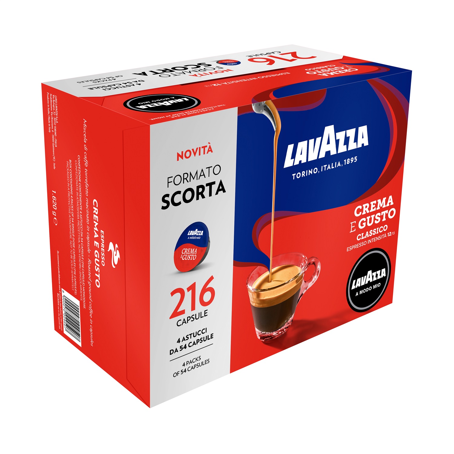 Lavazza A Modo Mio Crema e Gusto - 216 Capsule, Espresso Aromatico con Note di Cioccolato e Spezie