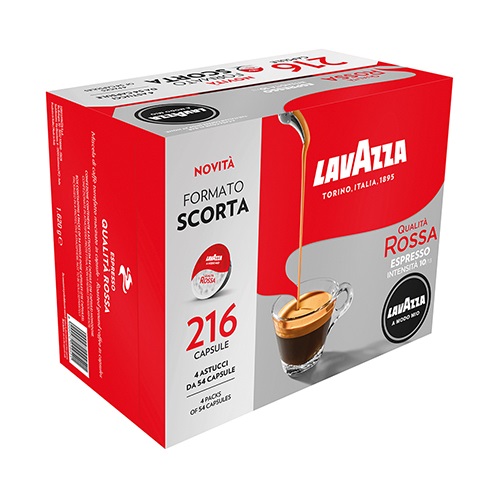 Lavazza Qualità Rossa 216 Capsule Originali Caffè per Macchine A Modo Mio - Tostatura Media, Gusto Pieno e Corposo