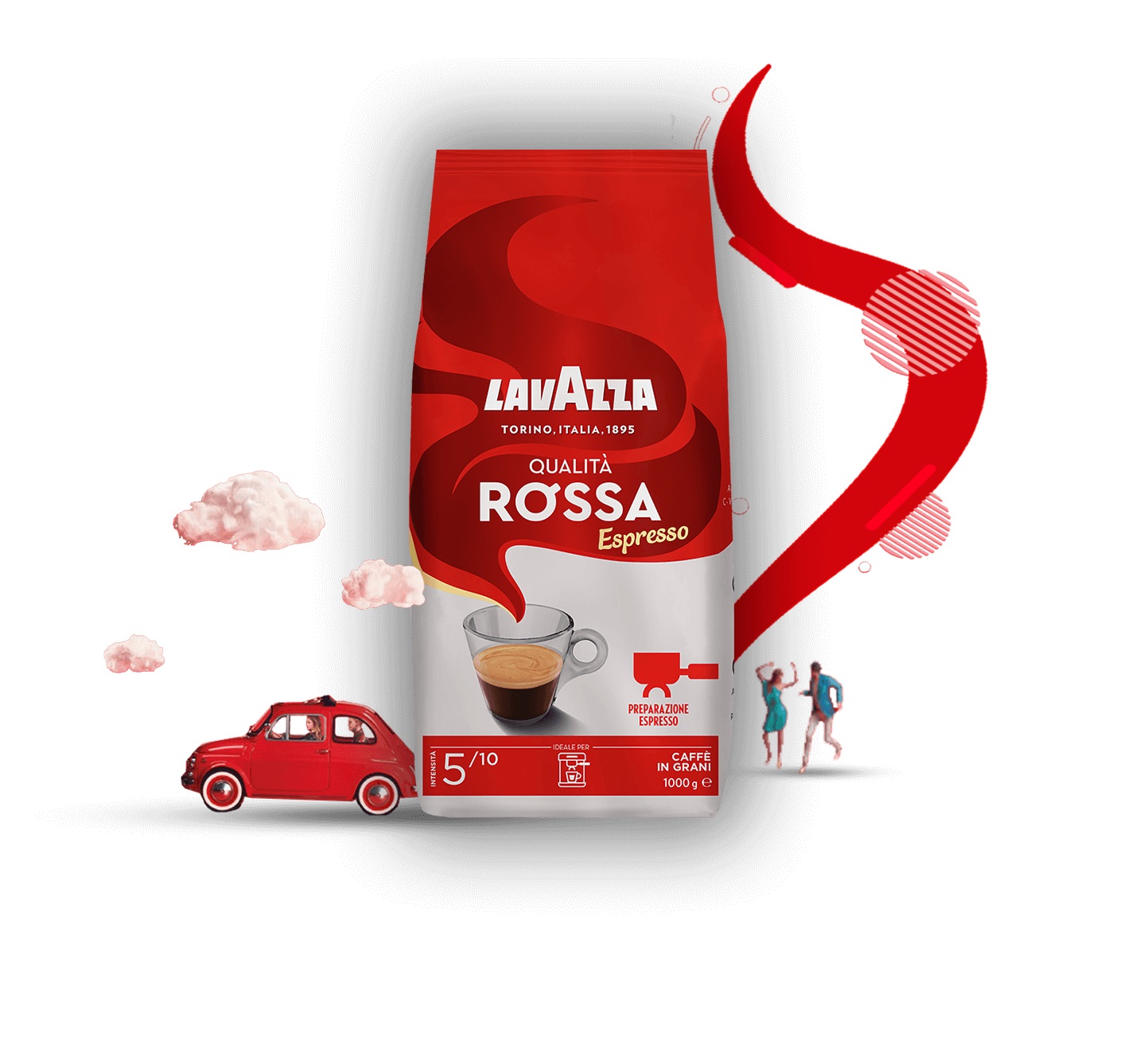 Lavazza Caffè in Grani Qualità Rossa 1 kg - Miscela Bar con Aroma Unico e Gusto Pieno
