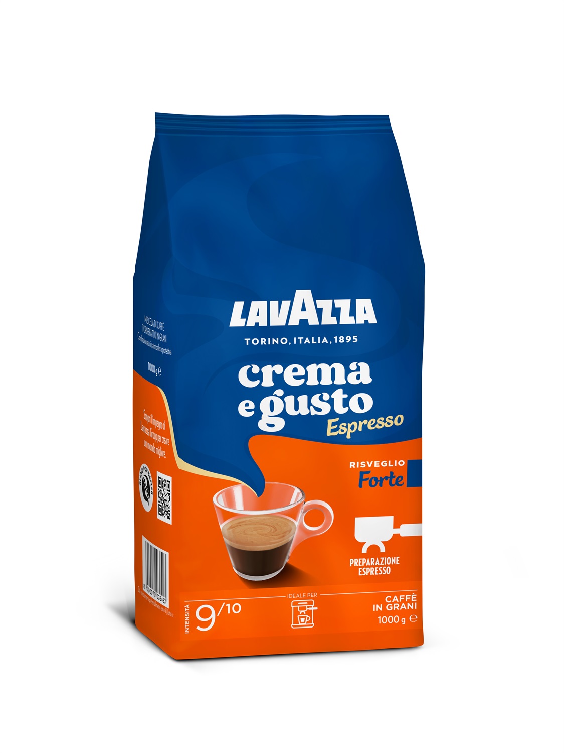 Lavazza Crema e Gusto Forte Caffè in Grani, 1 Kg - Miscela di Arabica e Robusta, Tostatura Media, Espresso Vigoroso e Cremoso