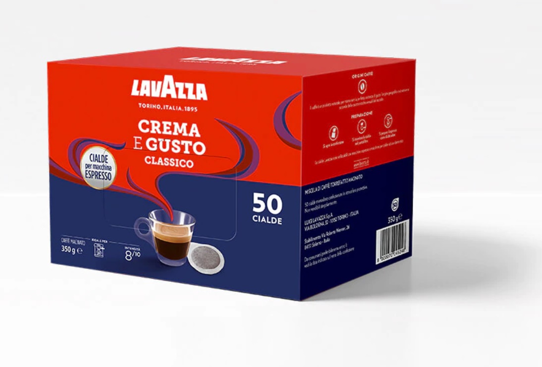 Lavazza Crema e Gusto Classico - 50 Cialde ESE 44mm, Intensità 8/10, Tostatura Scura