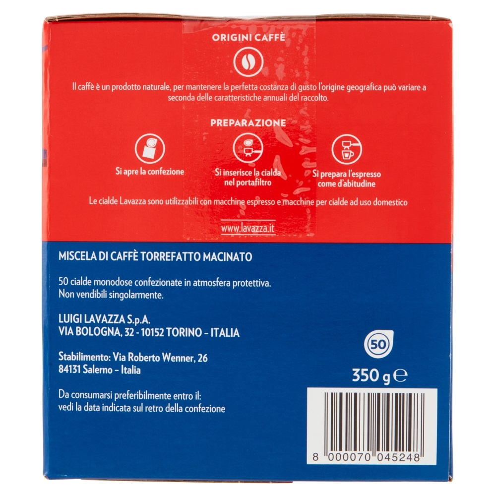 Lavazza Crema e Gusto Classico - 50 Cialde ESE 44mm, Intensità 8/10, Tostatura Scura