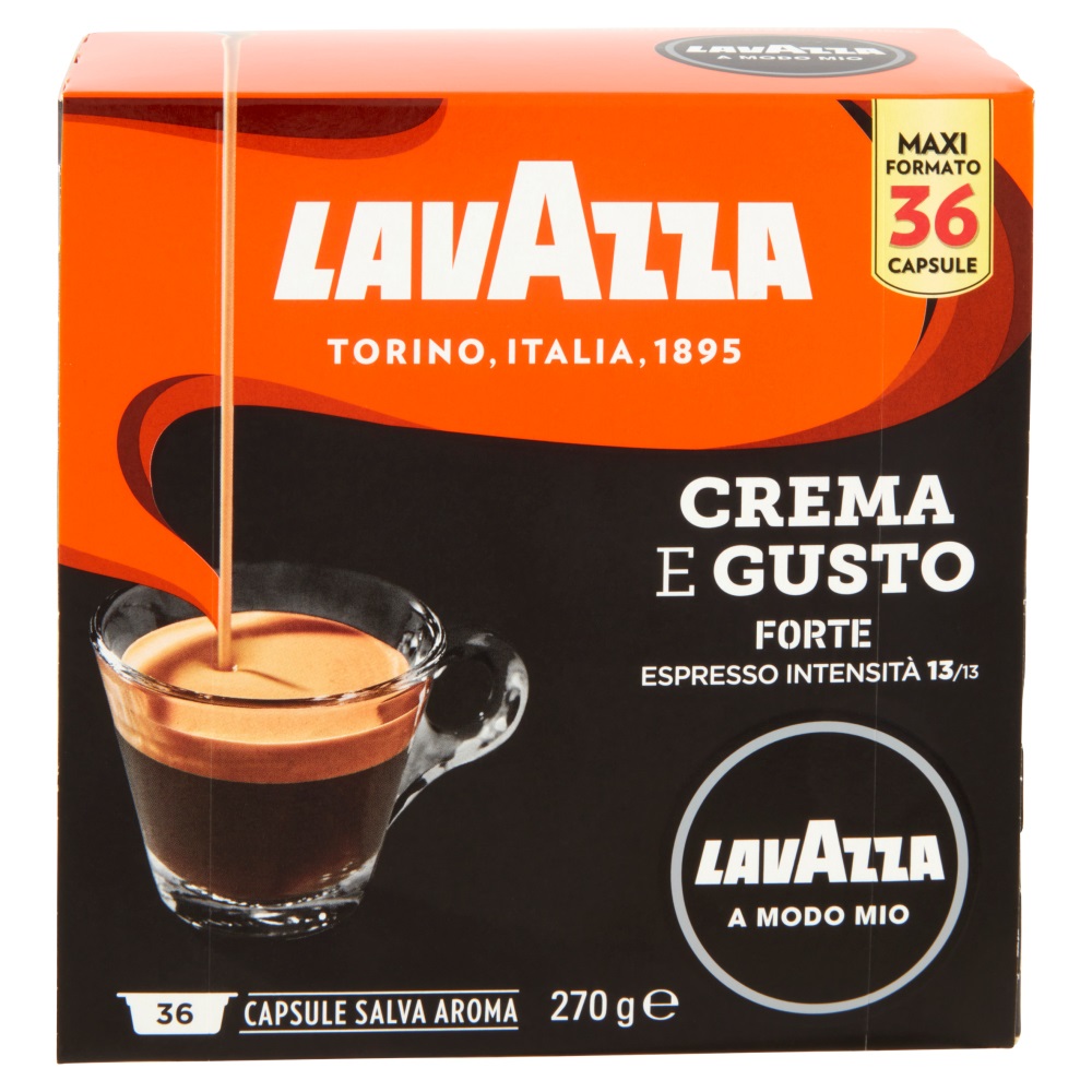 Lavazza Crema e Gusto Forte Capsule caffè A Modo Mio - Intensità 13/13, Tostatura Media, 36 pz