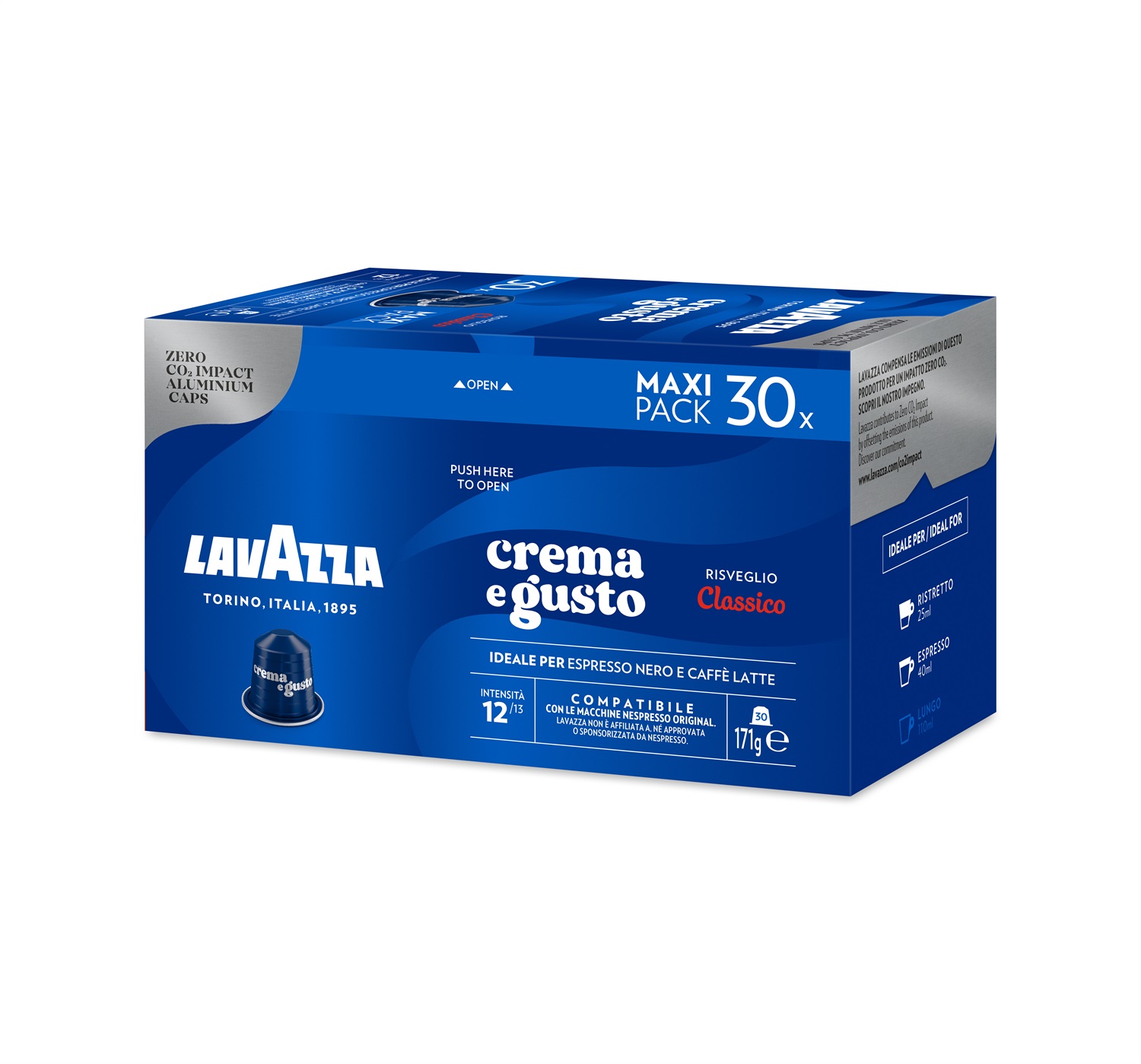 Lavazza Crema e Gusto Classico - 30 Capsule in Alluminio Compatibili Nespresso