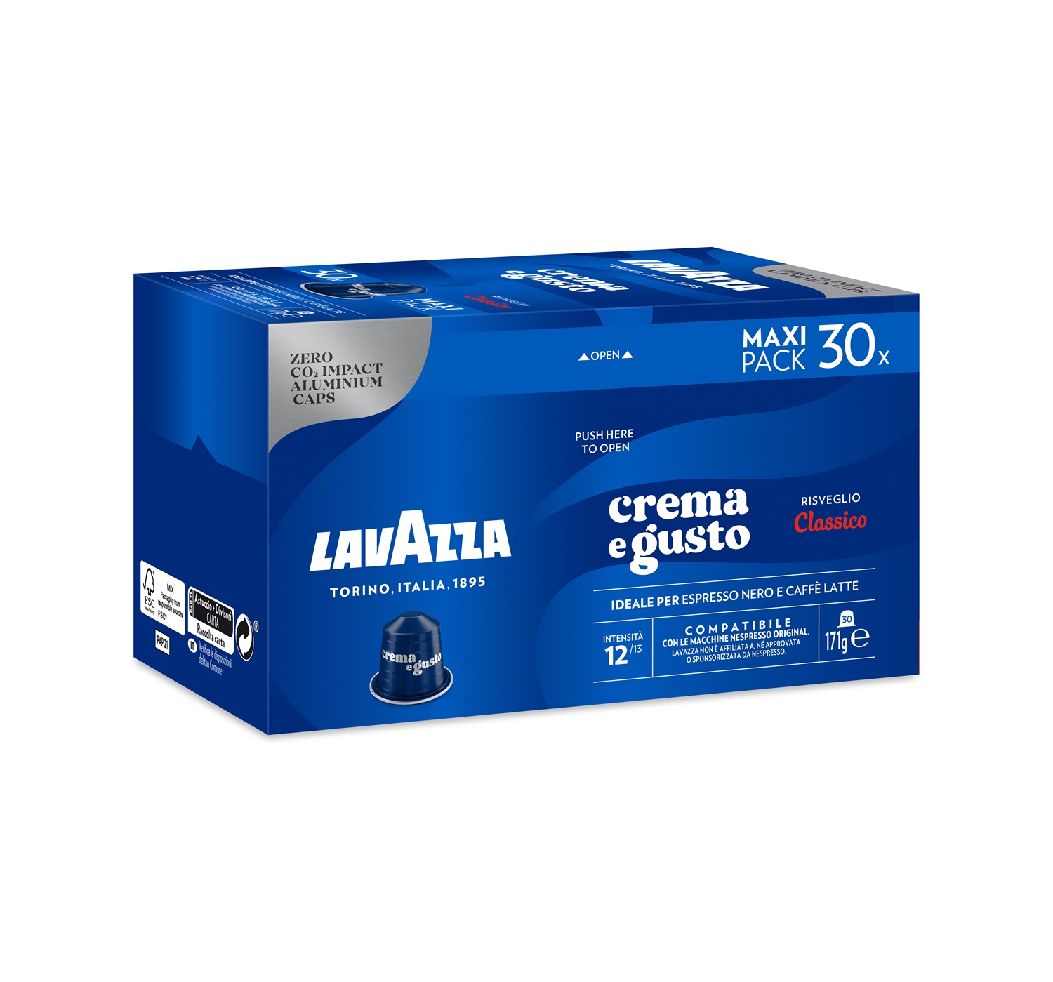 Lavazza Crema e Gusto Classico - 30 Capsule in Alluminio Compatibili Nespresso