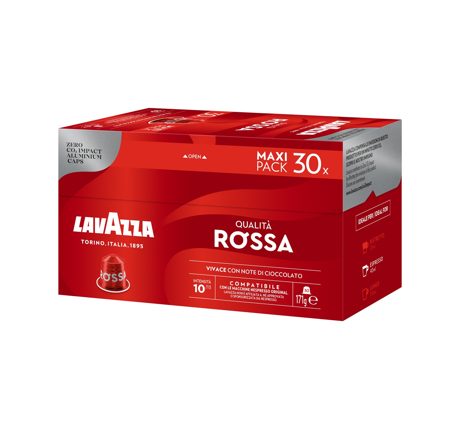 Lavazza Capsule Compatibili Nespresso Qualità Rossa in Alluminio - 30 Capsule con Note di Cioccolato e Frutta Secca