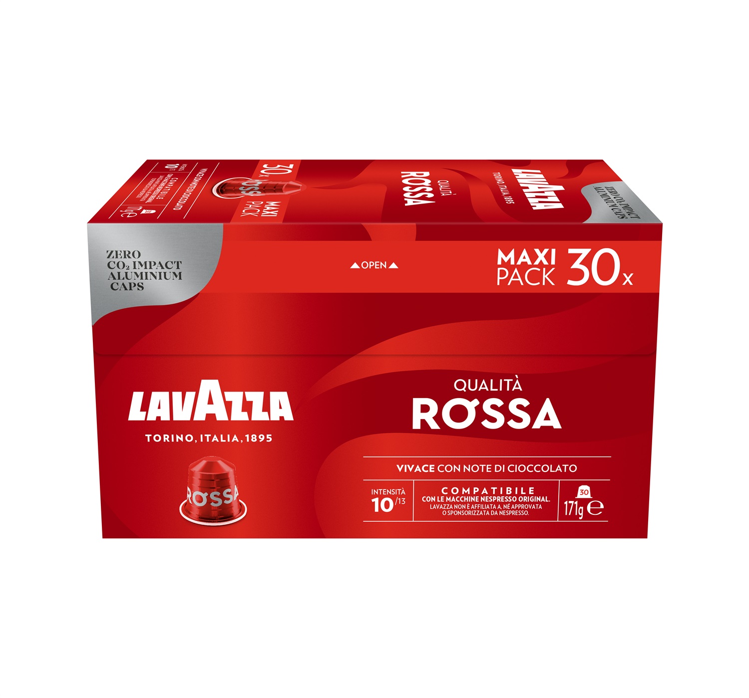 Lavazza Capsule Compatibili Nespresso Qualità Rossa in Alluminio - 30 Capsule con Note di Cioccolato e Frutta Secca