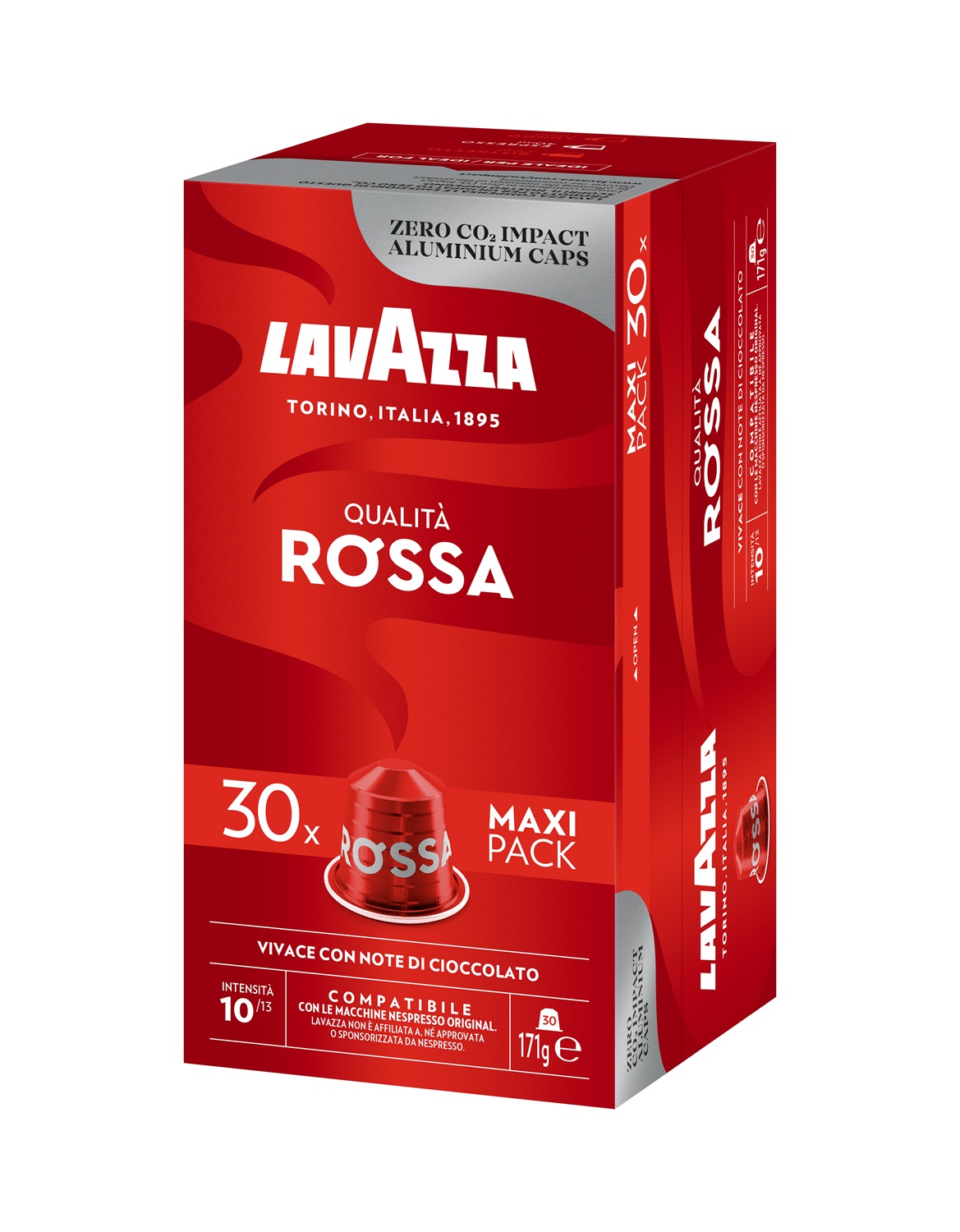Lavazza Capsule Compatibili Nespresso Qualità Rossa in Alluminio - 30 Capsule con Note di Cioccolato e Frutta Secca