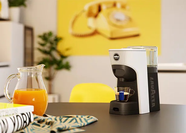 Lavazza Tiny Eco LM 840 - Macchina per caffè a capsule Automatica/Manuale, 0,6 L, 1450 W, Bianco/Nero, realizzata in plastica riciclata