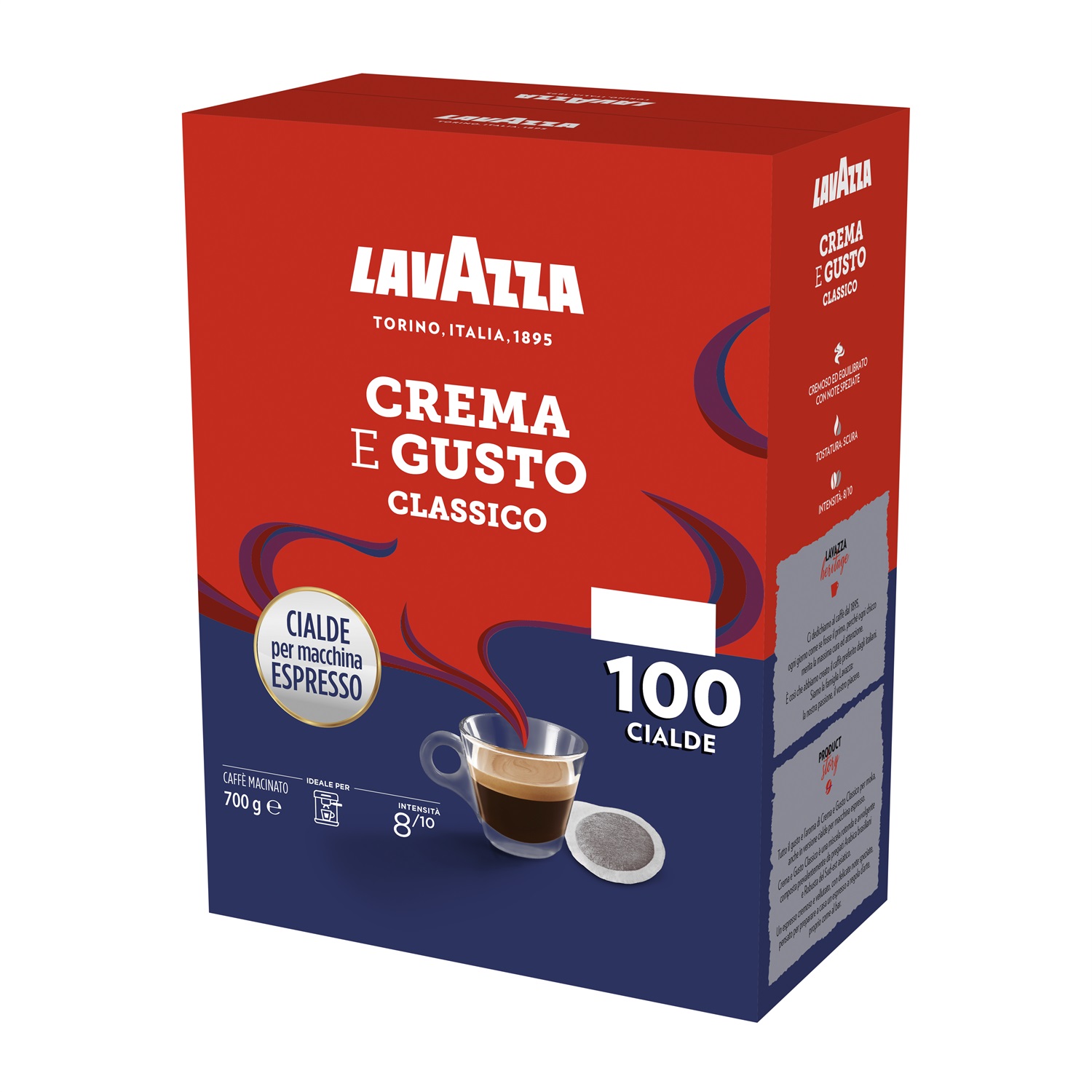 Lavazza Crema e Gusto Classico Cialde caffè 100 pz - Intensità 8/10, 44mm, Compostabili