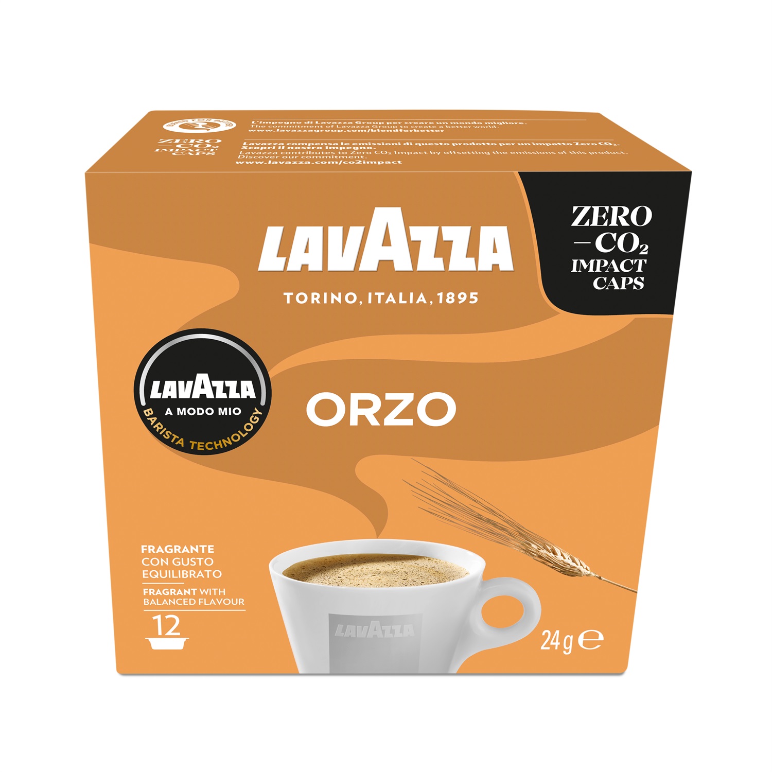 Lavazza A Modo Mio Orzo - Capsule di Caffè, Confezione da 12, Aroma Fragrante di Orzo Tostato, Gusto Equilibrato e Persistente