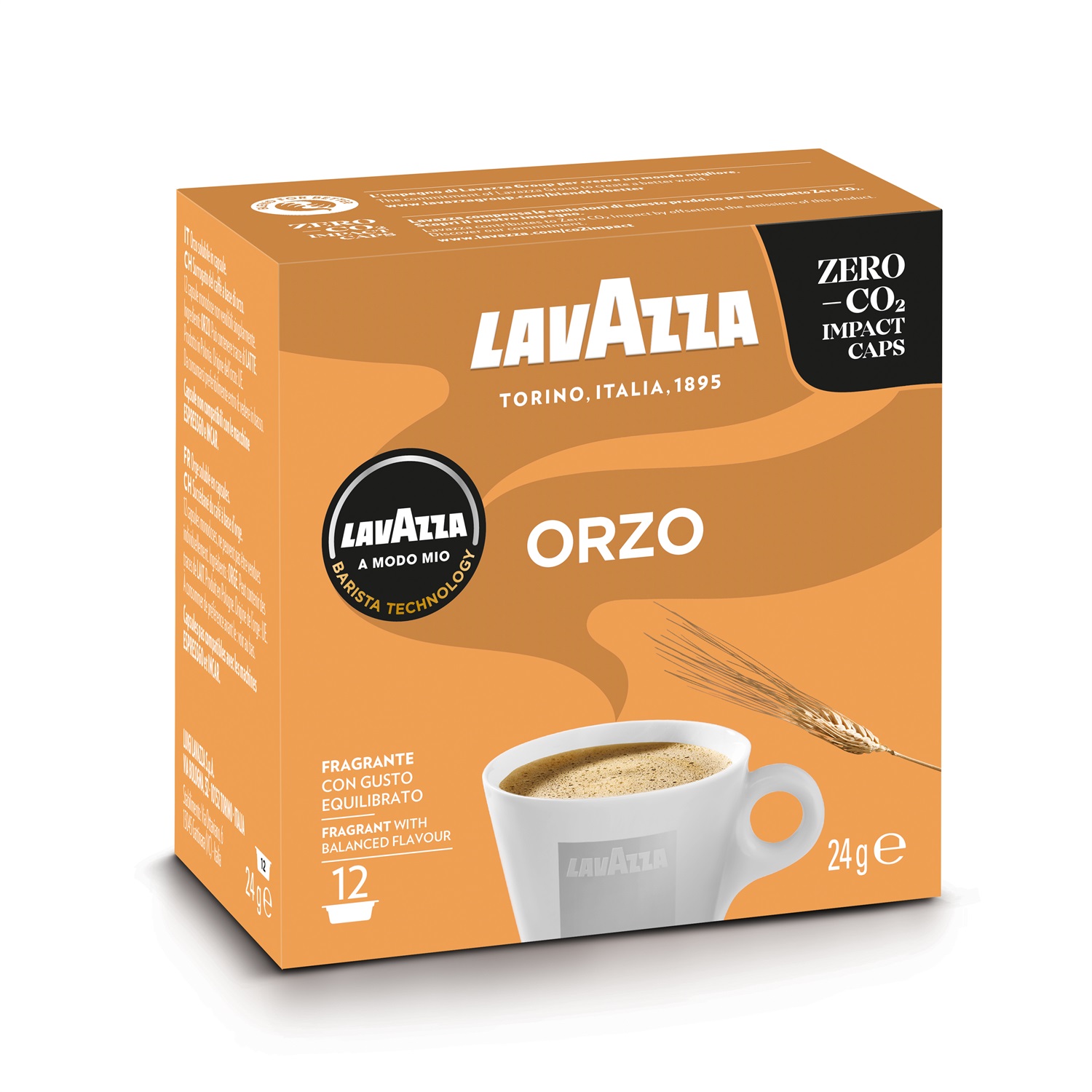 Lavazza A Modo Mio Orzo - Capsule di Caffè, Confezione da 12, Aroma Fragrante di Orzo Tostato, Gusto Equilibrato e Persistente