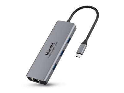 Hamlet HDKC-PD200U Docking Station e Replicatore di Porte per Laptop Cablato USB 3.2 Gen 1 Type-C Grigio con Uscita HDMI 4K Ultra HD e Alimentazione fino a 100W