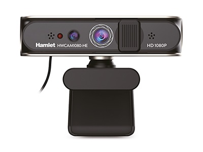 Hamlet HWCAM1080-HE Webcam Full HD 1080p 2 MP USB 2.0 con Riconoscimento Facciale Windows Hello