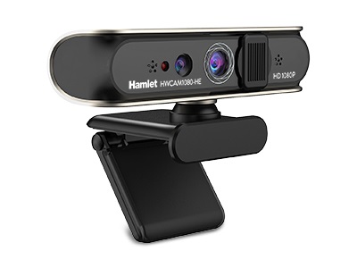 Hamlet HWCAM1080-HE Webcam Full HD 1080p 2 MP USB 2.0 con Riconoscimento Facciale Windows Hello
