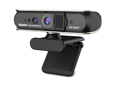 Hamlet HWCAM1080-HE Webcam Full HD 1080p 2 MP USB 2.0 con Riconoscimento Facciale Windows Hello