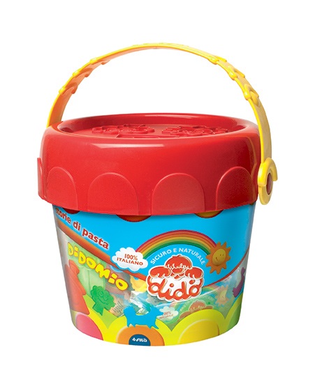 DIDO' Didomio Storie di Pasta - Secchiello Grande Multicolore con 12 Salsicciotti, Formine e Attrezzi per Modellare