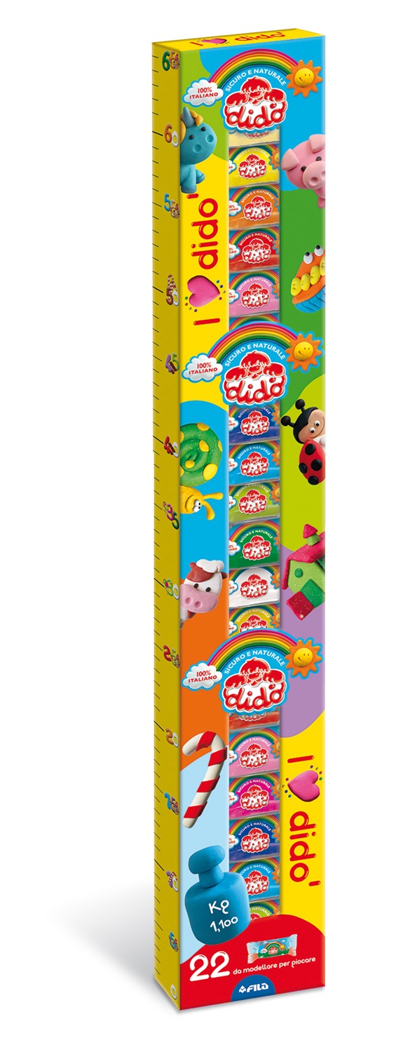 FILA I Love Dido' Infinity Pasta da Modellare - 1 Kg e 100g, 22 salsicciotti colorati (12 classici e 10 glitter), per bambini da 3 a 99 anni