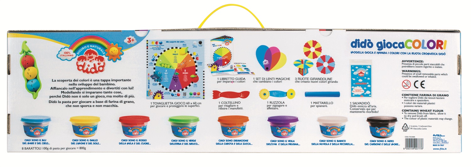 F.I.L.A. Dido' Giocacolori - Maxi Valigetta con 8 Barattoli da 100g e Accessori per il Gioco Educativo