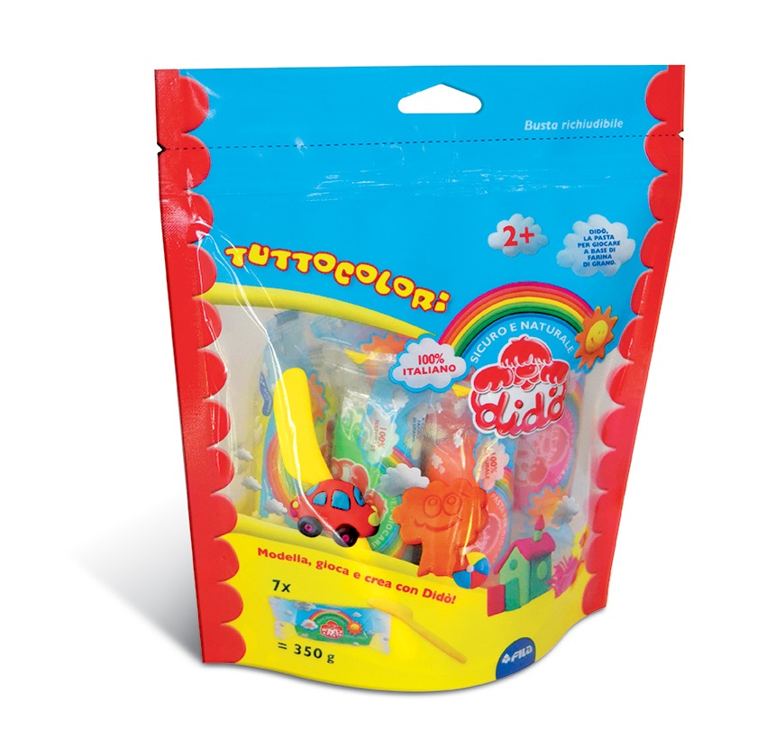 Dido Pasta Modellabile TuttoColori - 7 Salsicciotti con Coltellino per Bambini a Partire dai 2 Anni