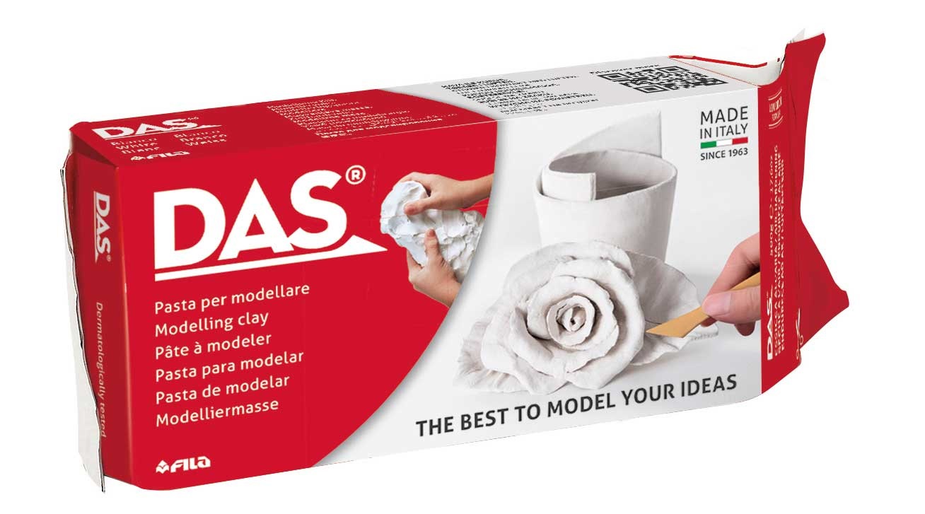 DAS Pasta per Modellare Bianco 500 g - Indurente all'Aria, Facile da Lisciare, Senza Glutine