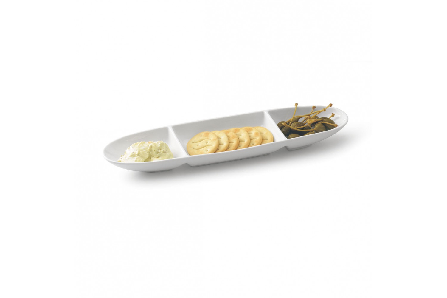 TOGNANA PORCELLANE Vassoio Ovale Antipastiera in Porcellana Bianco, 3 Scomparti, 36x9 cm